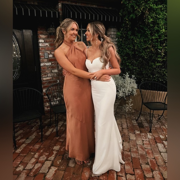 Show Me Your Mumu Jasmine Halter Maxi Dress Copper Luxe Satin Medium - Picture 10 of 10